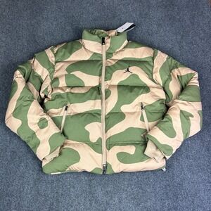 Nike Jordan Flight Heritage Camo Puffer Jacket Mens Size M Green Tan FB6988-200